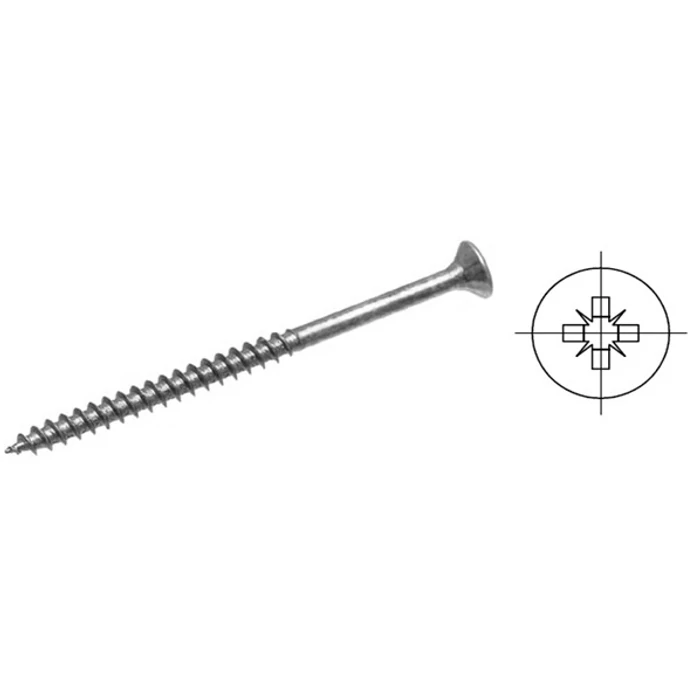 Forgácslap csavar 5x70/42 süllyesztett fejű félmenetes fehér PZ2 Forgácslap csavar 5x70/42 süllyesztett fejű félmenetes fehér PZ2