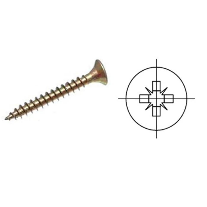 Forgácslap csavar 5x80 süllyesztett fej cink sárga Forgácslap csavar 5x80 süllyesztett fej cink sárga