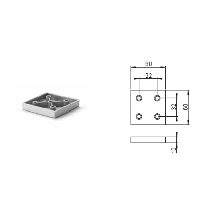 Bútorláb 734 magasság 10mm szürke RAL9006 Bútorláb 734 magasság 10mm szürke RAL9006