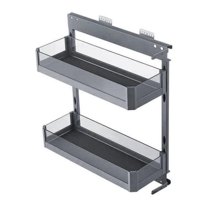 Kihúzható fűszertartó fiók rejtett csillapított fióksínnel Antracit színben 250mm GMAX Kihúzható fűszertartó fiók rejtett csillapított fióksínnel Antracit színben 250mm GMAX