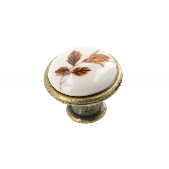 Bútorgomb porcelán barna virág Bútorgomb porcelán barna virág