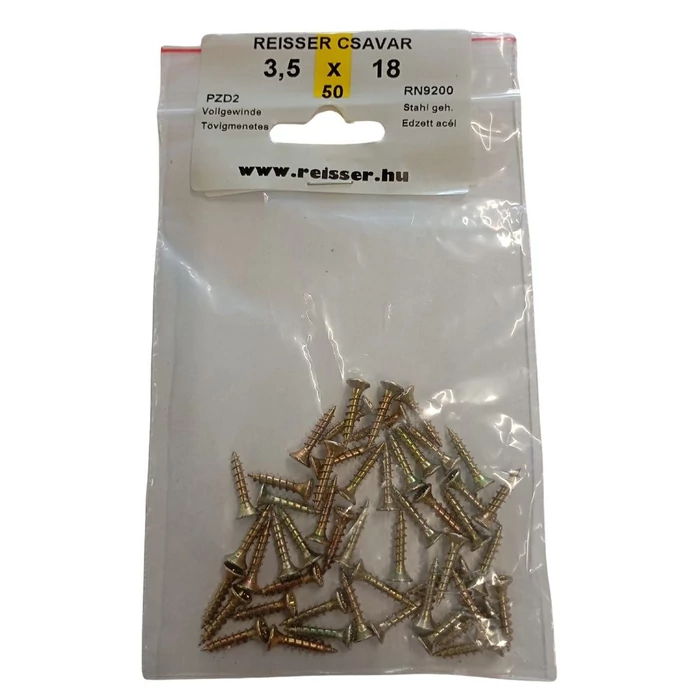 Forgácslap csavar Reisser, sárgított 3,5x18 mm Bliszteres (50 darab) Forgácslap csavar Reisser, sárgított 3,5x18 mm Bliszteres (50 darab)