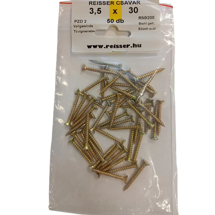 Forgácslap csavar Reisser sárgított 3,5x30 mm BLISZTERES (50 darab) Forgácslap csavar Reisser sárgított 3,5x30 mm BLISZTERES (50 darab)