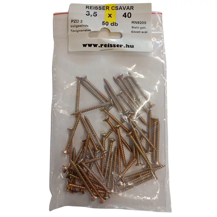 Forgácslap csavar Reisser sárgított 3,5x40 mm BLISZTERES (50 darab) Forgácslap csavar Reisser sárgított 3,5x40 mm BLISZTERES (50 darab)