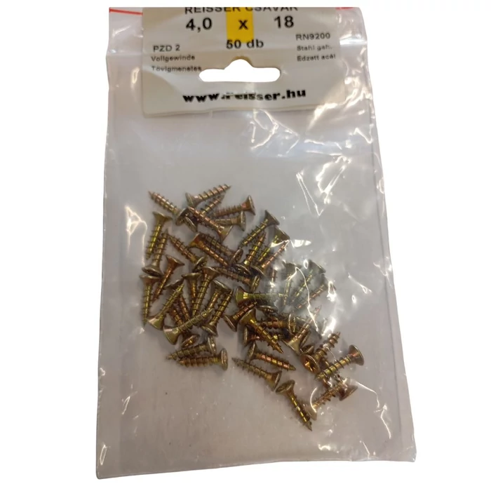Forgácslap csavar Reisser, sárgított 4x18 mm BLISZTERES (50 darab) Forgácslap csavar Reisser, sárgított 4x18 mm BLISZTERES (50 darab)