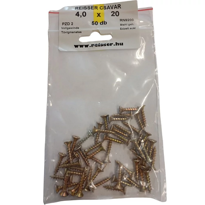 Forgácslap csavar Reisser sárgított 4x20 mm BLISZTERES (50 darab) Forgácslap csavar Reisser sárgított 4x20 mm BLISZTERES (50 darab)
