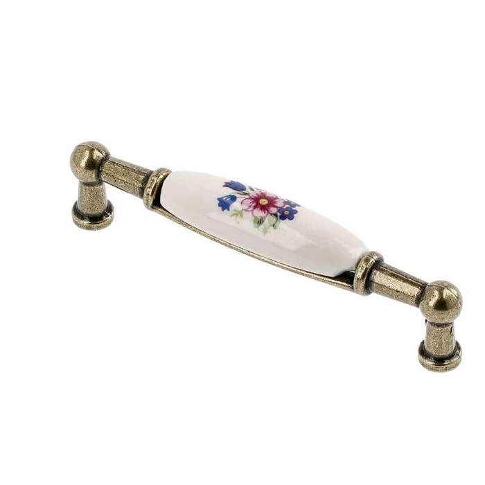 Fogantyú porcelán betétes, gömbölyű végű, színes virág mintás GTV Fogantyú porcelán betétes, gömbölyű végű, színes virág mintás GTV