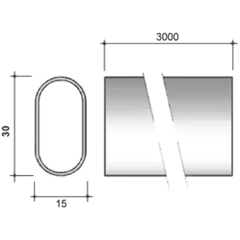 STRONG Ruharúd ovális 30/15/3000mm króm STRONG Ruharúd ovális 30/15/3000mm króm