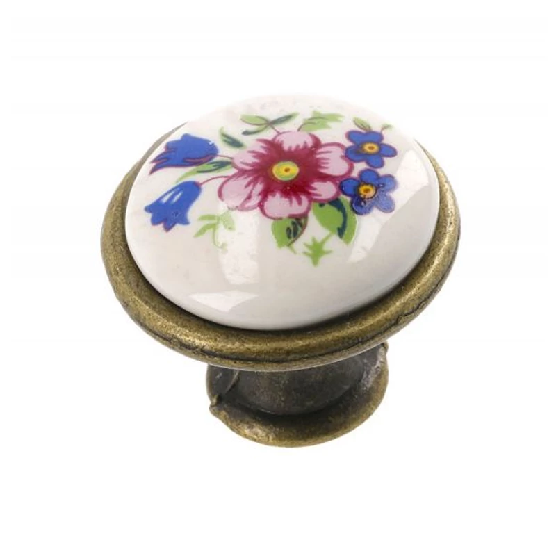 Bútorgomb porcelán színes virág Bútorgomb porcelán színes virág