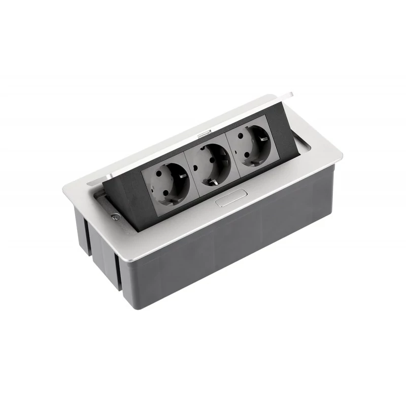 Elosztó felnyíló + kábel 3 konnektorral ezüst