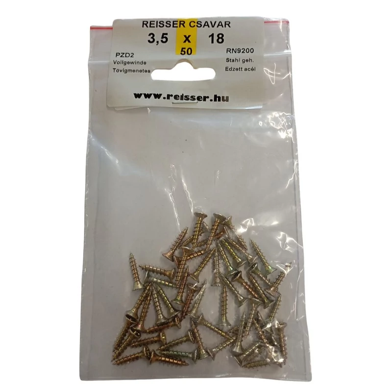 Forgácslap csavar Reisser, sárgított 3,5x18 mm Bliszteres (50 darab) Forgácslap csavar Reisser, sárgított 3,5x18 mm Bliszteres (50 darab)