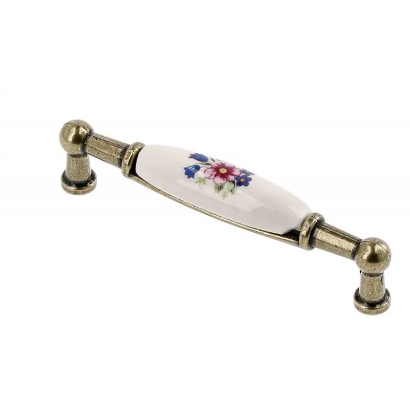 Fogantyú porcelán betétes, gömbölyű végű, színes virág mintás GTV Fogantyú porcelán betétes, gömbölyű végű, színes virág mintás GTV