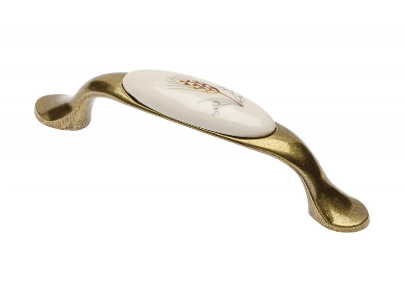 Fogantyú porcelán betétes, íves, búzavirág mintás GTV