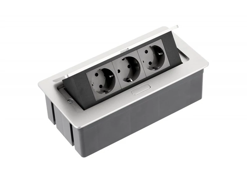 Elosztó felnyíló + kábel 3 konnektorral ezüst