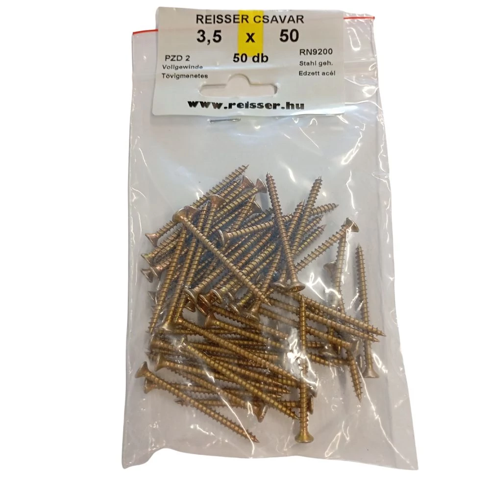 Forgácslap csavar Reisser sárgított 3,5x50 mm BLISZTERES (50 darab)