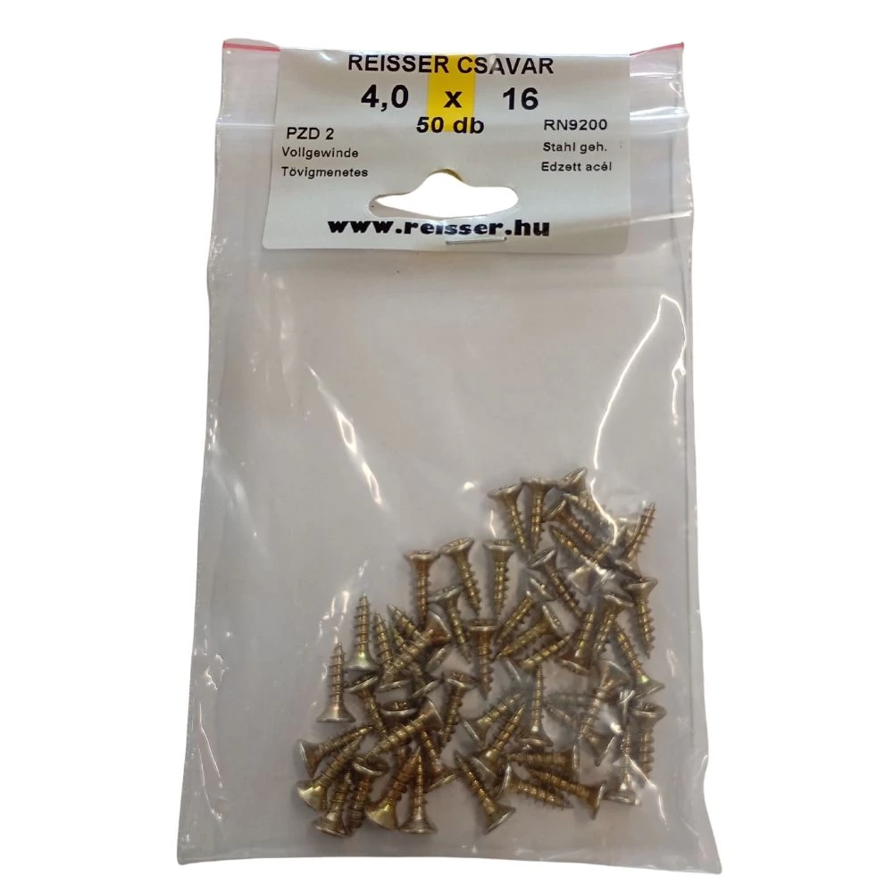 Forgácslap csavar Reisser, sárgított 4x16 mm BLISZTERES (50 darab)