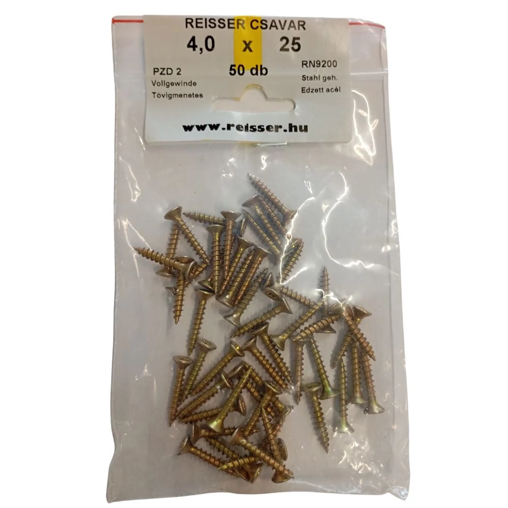 Forgácslap csavar Reisser sárgított 4x25 mm BLISZTERES (50 darab)