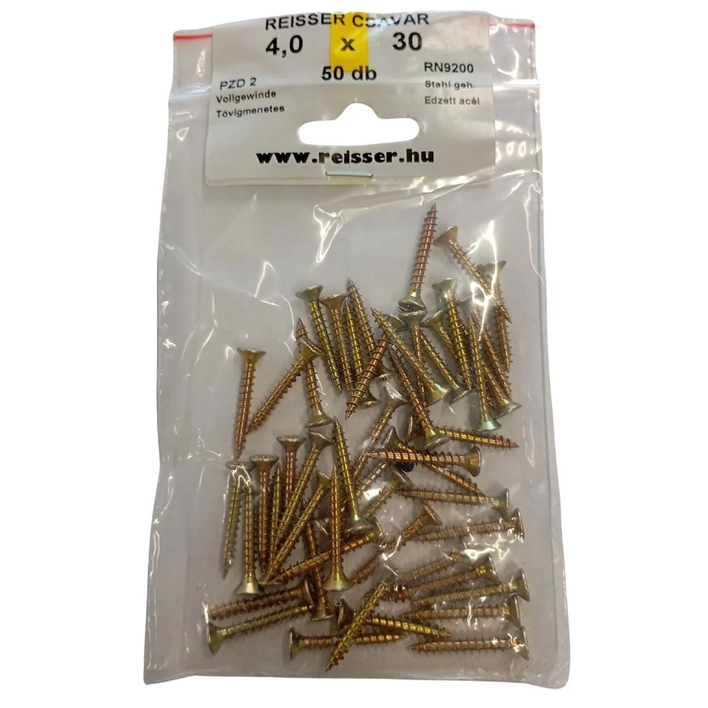 Forgácslap csavar Reisser, sárgított 4x30 mm BLISZTERES (50 darab)