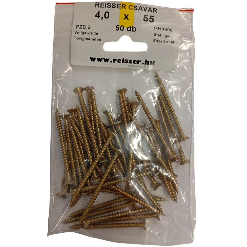 Forgácslap csavar Reisser sárgított 4x55 mm BLISZTERES (50 darab)